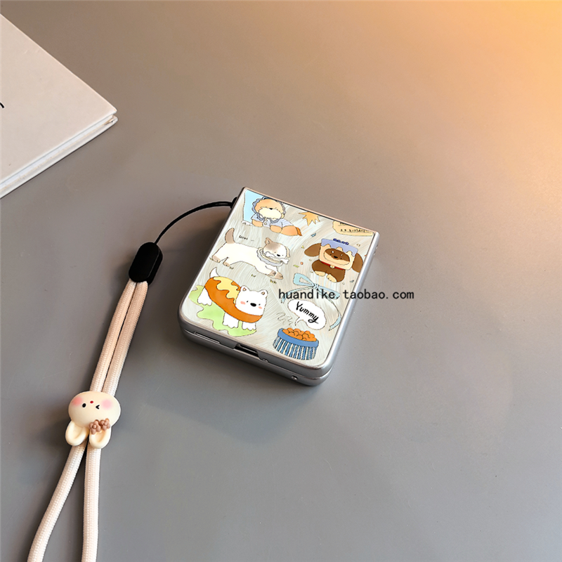 狗狗蛋糕适用小米mixflip华为purax手机壳pocket2硬novaflip三星zflip7564卡通vivox磨砂oppofindn3n2女p50