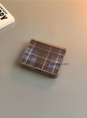 蓝色格子中轴磁吸适用小米mixflip2华为purax手机壳pocket2硬磨砂简约荣耀vflip三星zflip7564女oppofindn3