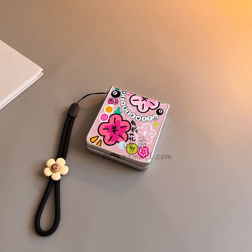 粉底有钱花适用华为purax手机壳pocket2小米mixflip硬novaflips三星zflip764卡通p50磨砂oppofindn3n2女w25