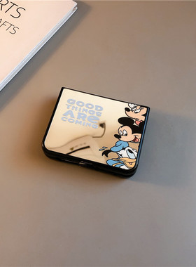 侧边米奇镜子适用华为purax手机壳pocket2小米mixflip硬novaflips三星zflip764卡通p50光面oppofindn3n2女w25