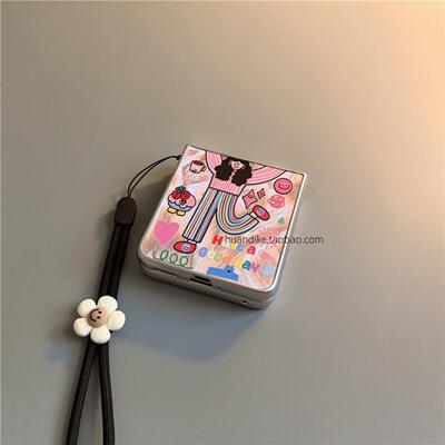 爱心女适用小米mixflip华为purax手机壳pocket2硬novaflip三星zflip7564卡通vivox磨砂oppofindn3n2女0