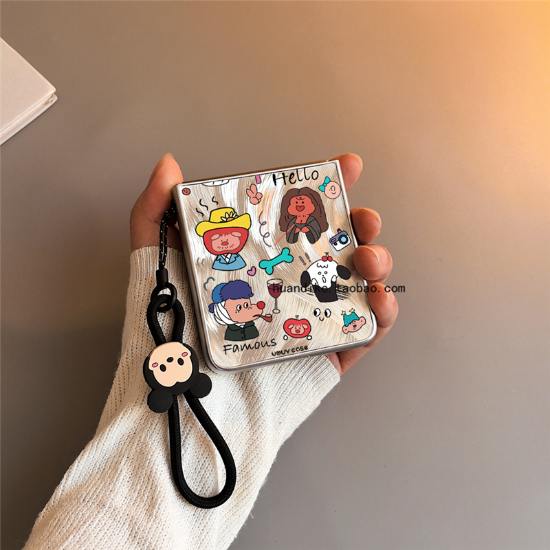 小孩人物适用小米mixflip华为purax手机壳pocket2硬novaflip三星zflip7564卡通vivox磨砂oppofindn3n2女0