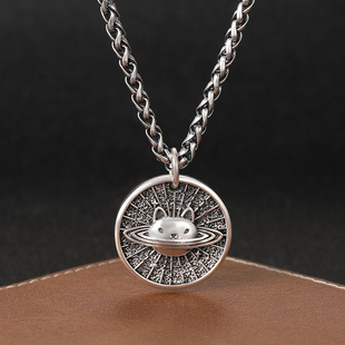 梅卡s925纯银吊坠原创潮牌项链吊牌复古小众配件挂饰小猫咪饰品潮