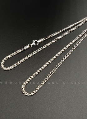 龙骨链s925纯银项链男款银链子