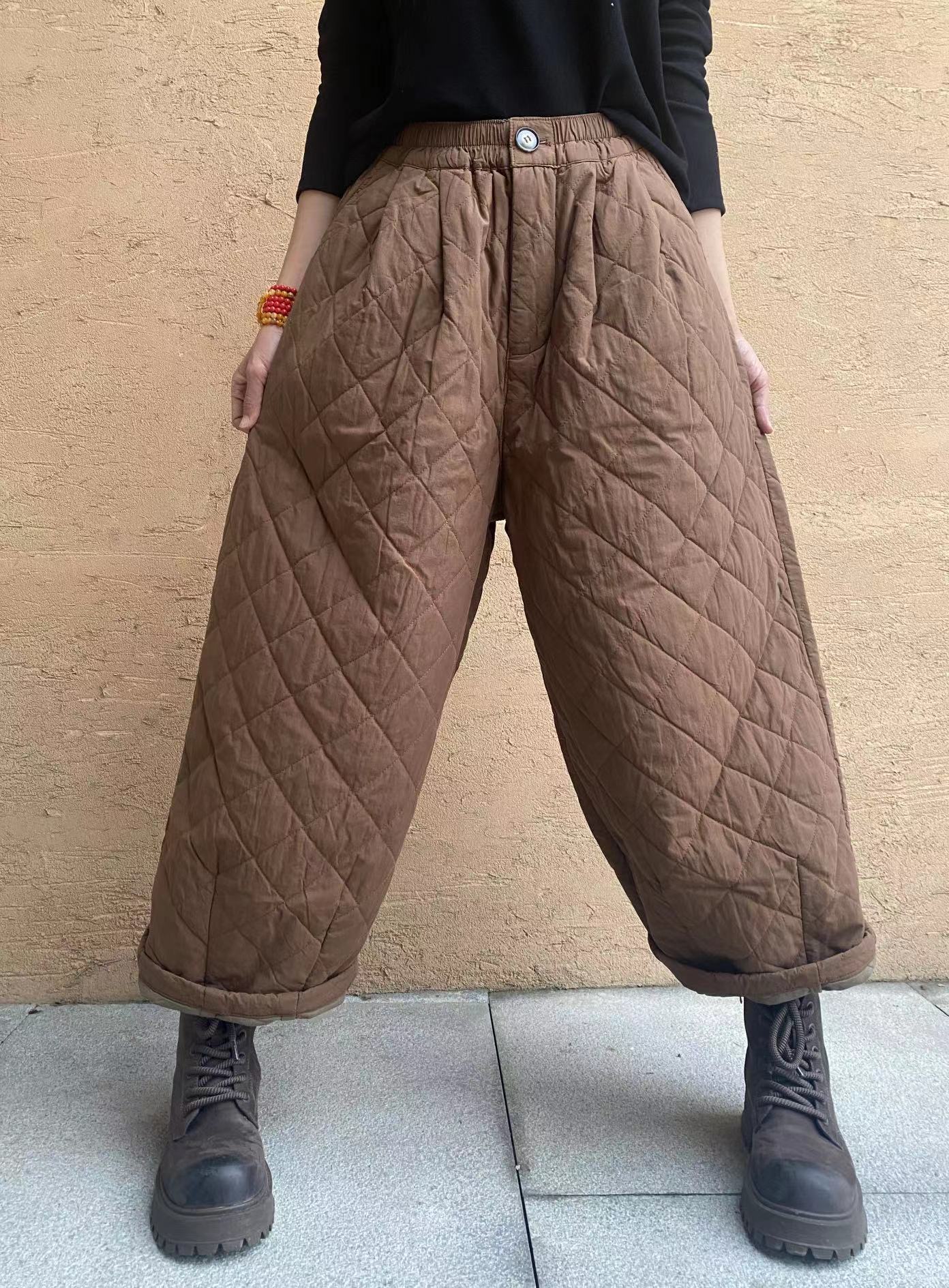 夹棉自然腰棉棉裤保暖