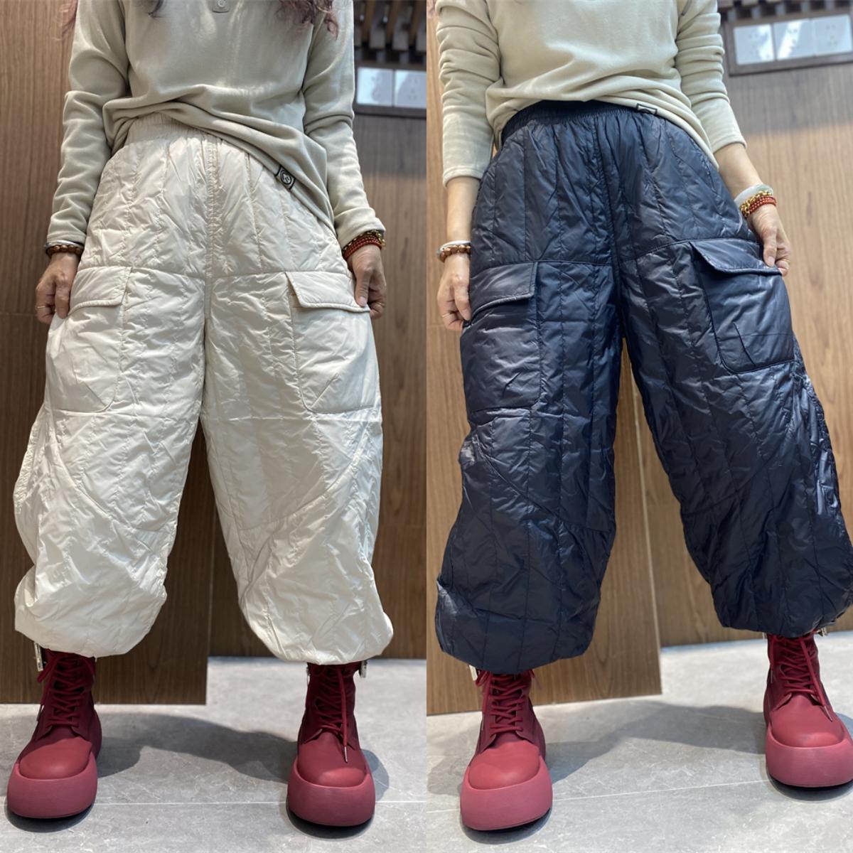 东北羽绒裤女款冬季外穿防风裤2024新款妈妈裤子哈伦裤女裤保暖