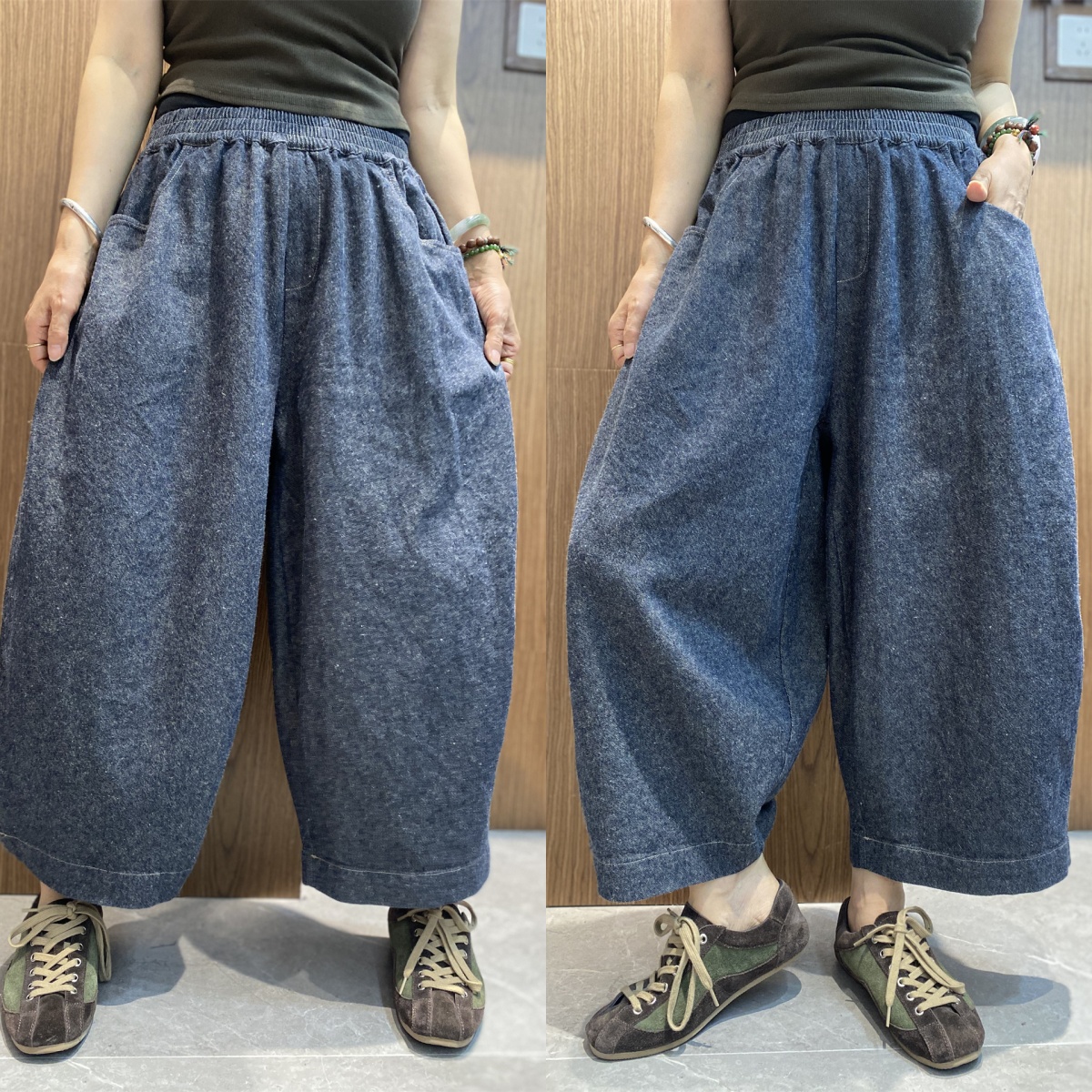 高品质松紧腰大码休闲萝卜裤女2025秋季新款炒色净版百搭哈伦裤