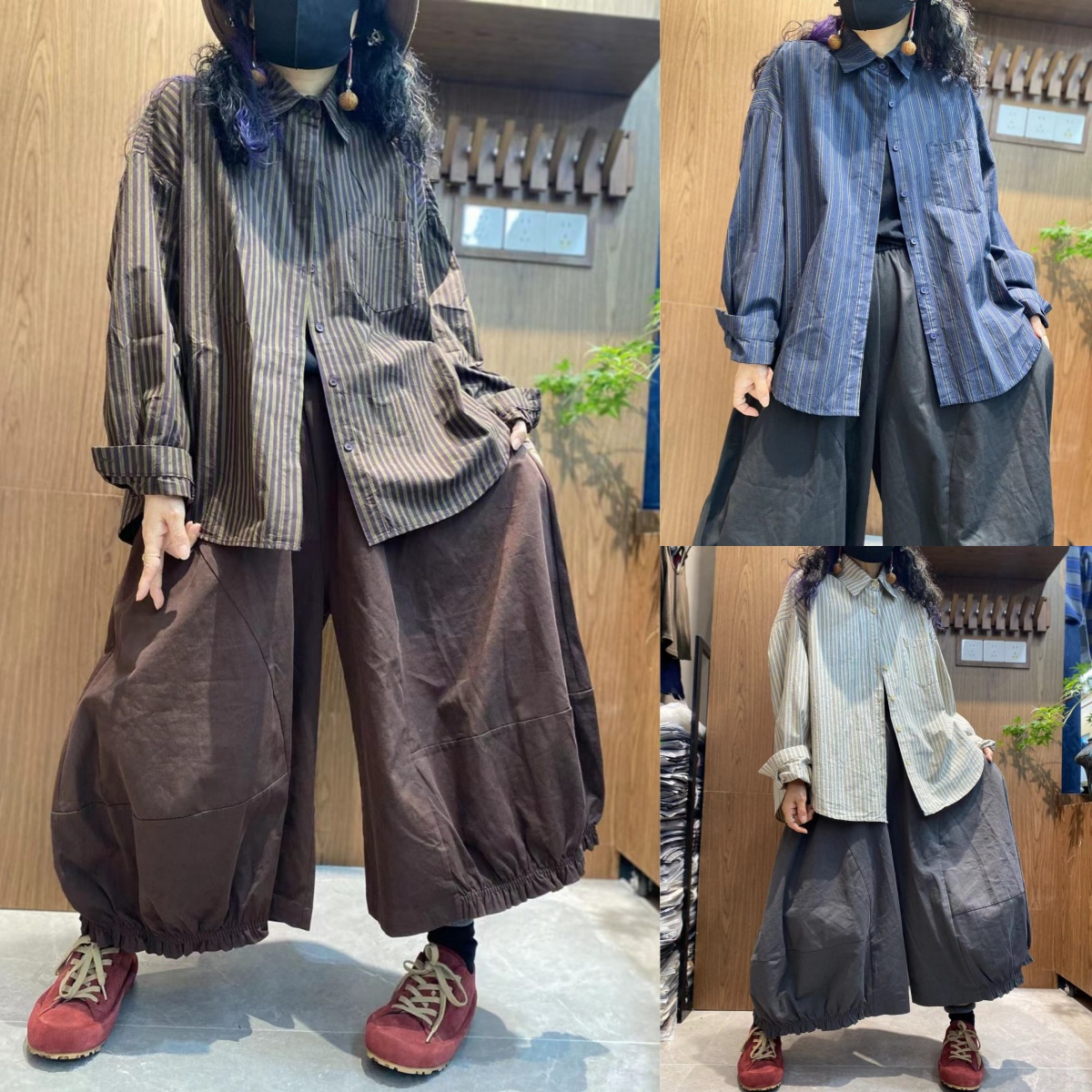 复古百搭竖条纹衬衫女2025秋季新款长袖翻领单排扣时尚纯棉衬衣