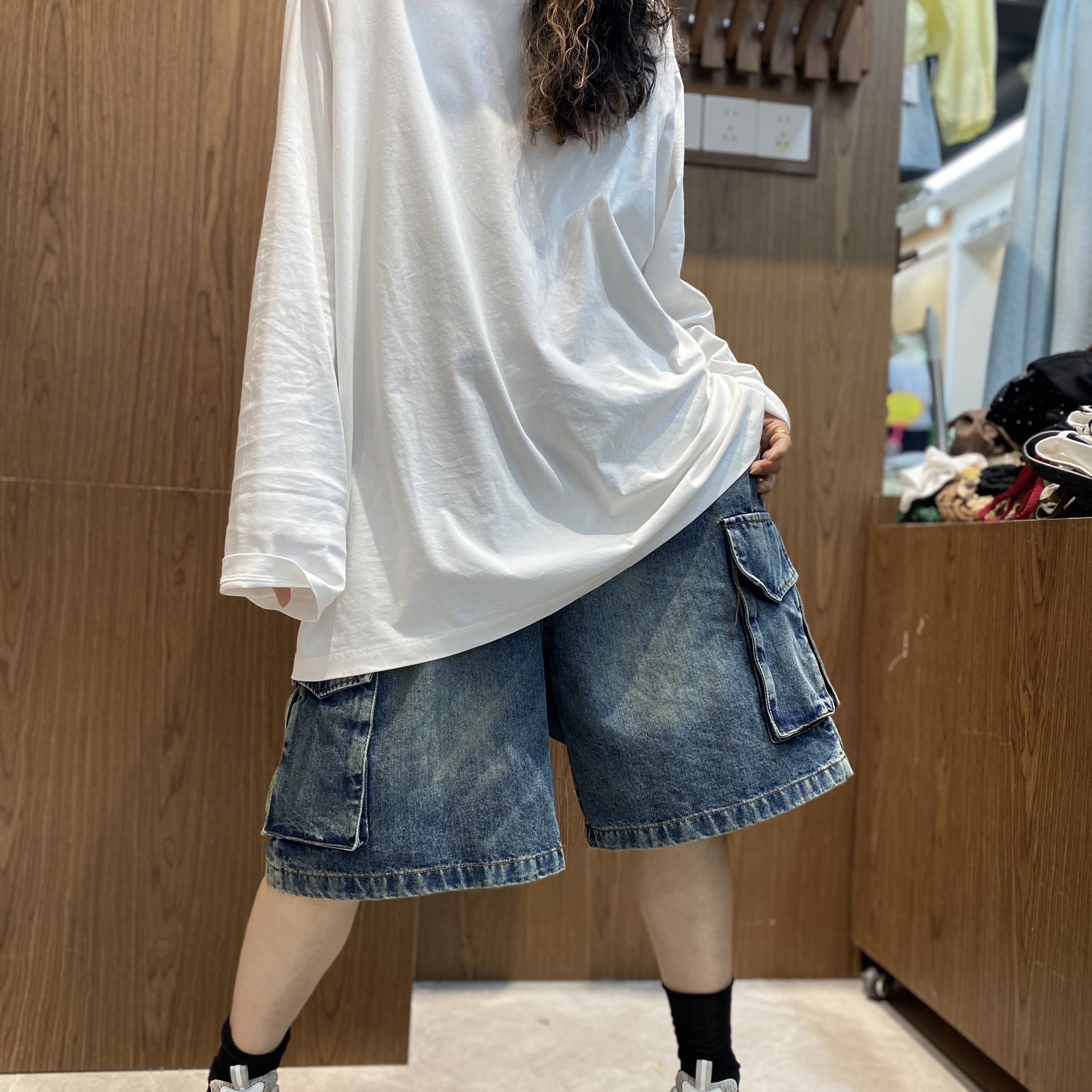 高品质大码轻薄防晒T恤显瘦舒适设计款女胖妹妹慵懒风纯色上衣