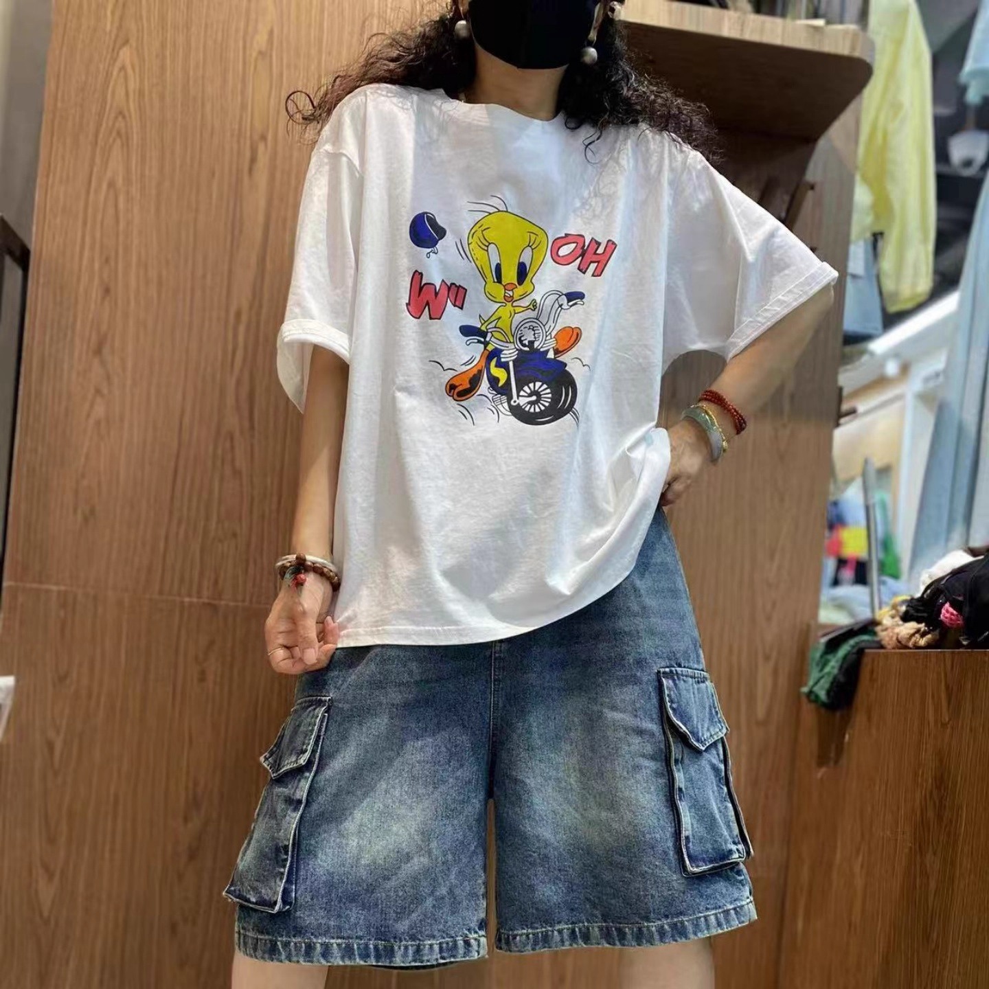 白色短袖t恤夏季女装2025新款欧货爆款正肩上衣欧洲站宽松纯棉潮