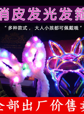 兔耳朵头饰发夹演唱会发光花环