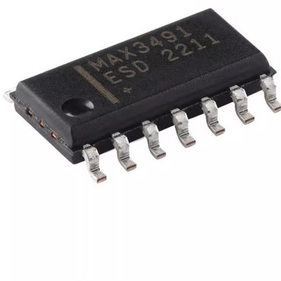 全新MAX3491ESD+T SOIC-14 3.3V 10Mbps真RS-485RS-422收发器芯片