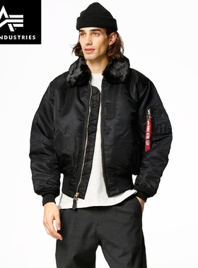 美国Alpha阿尔法工业B-15毛领飞行夹克男B15棉服男棉外套保暖防风