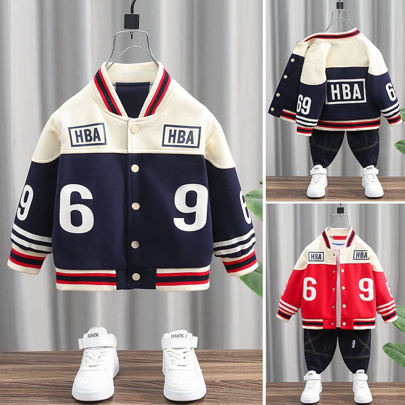 儿童纯棉棒球服开衫卫衣