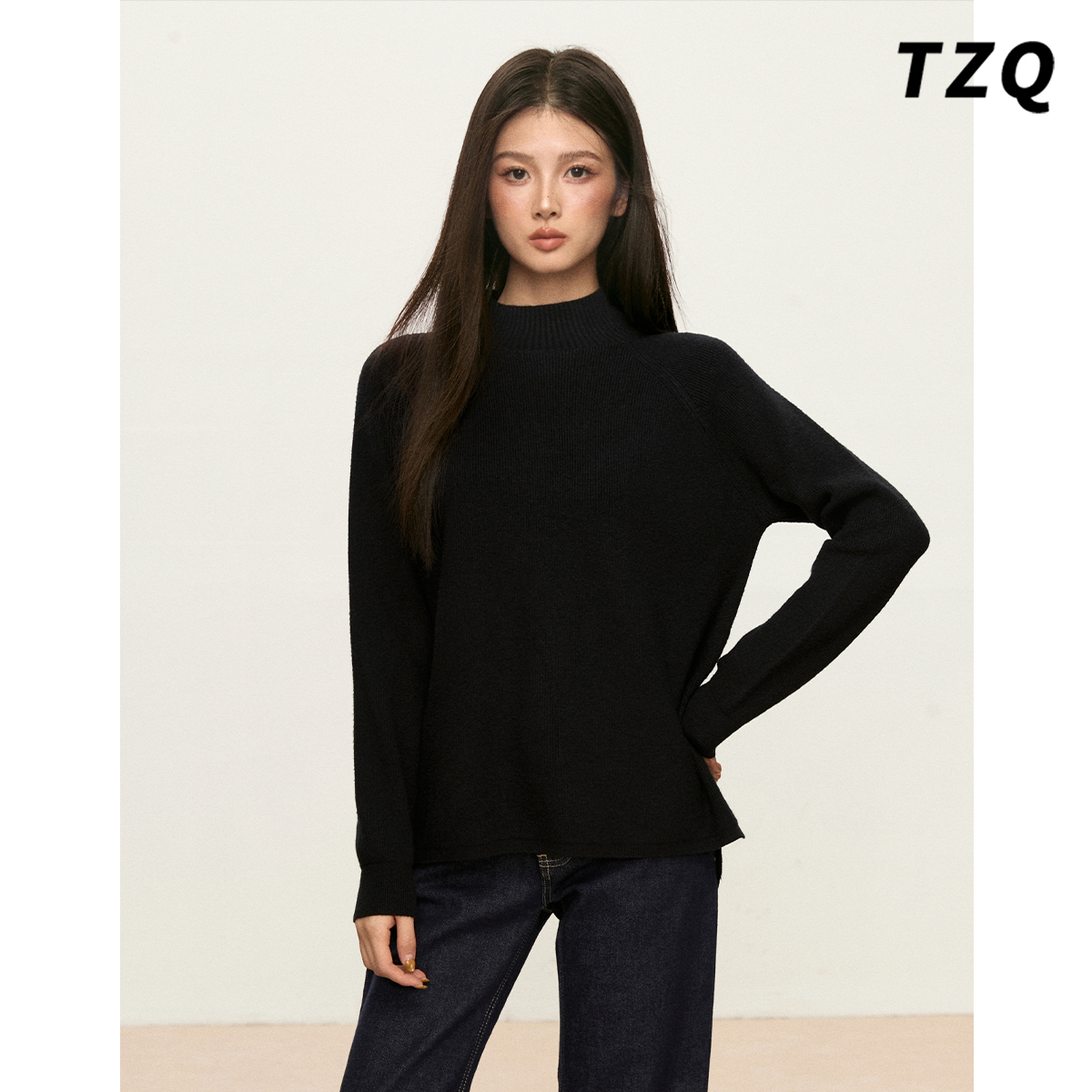 极简风高领针织衫女2025冬季新款