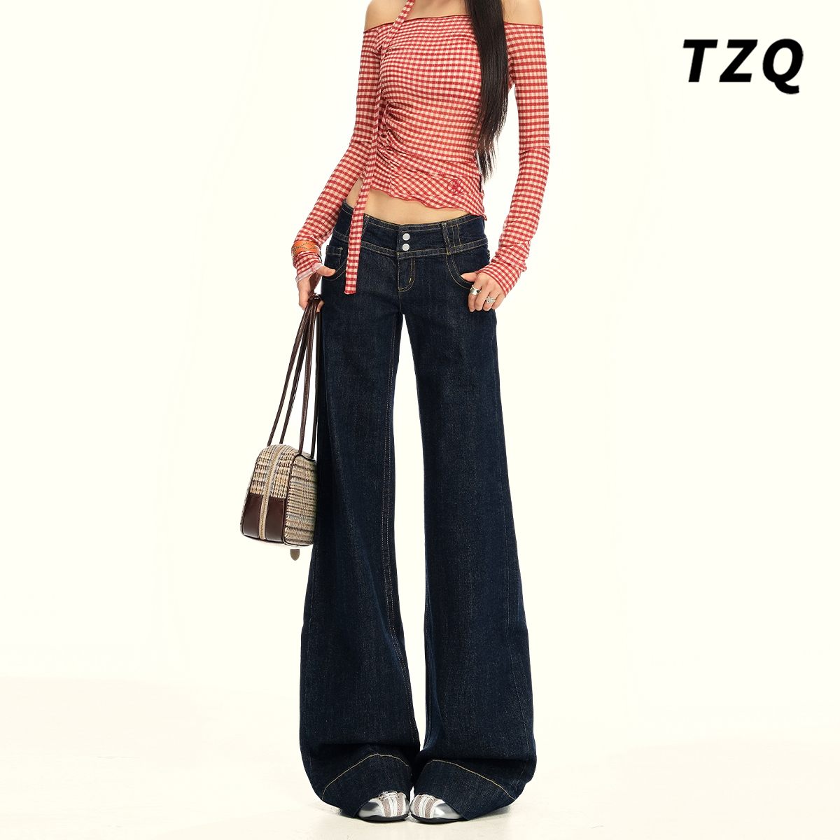 复古低腰微喇牛仔裤女2025秋季