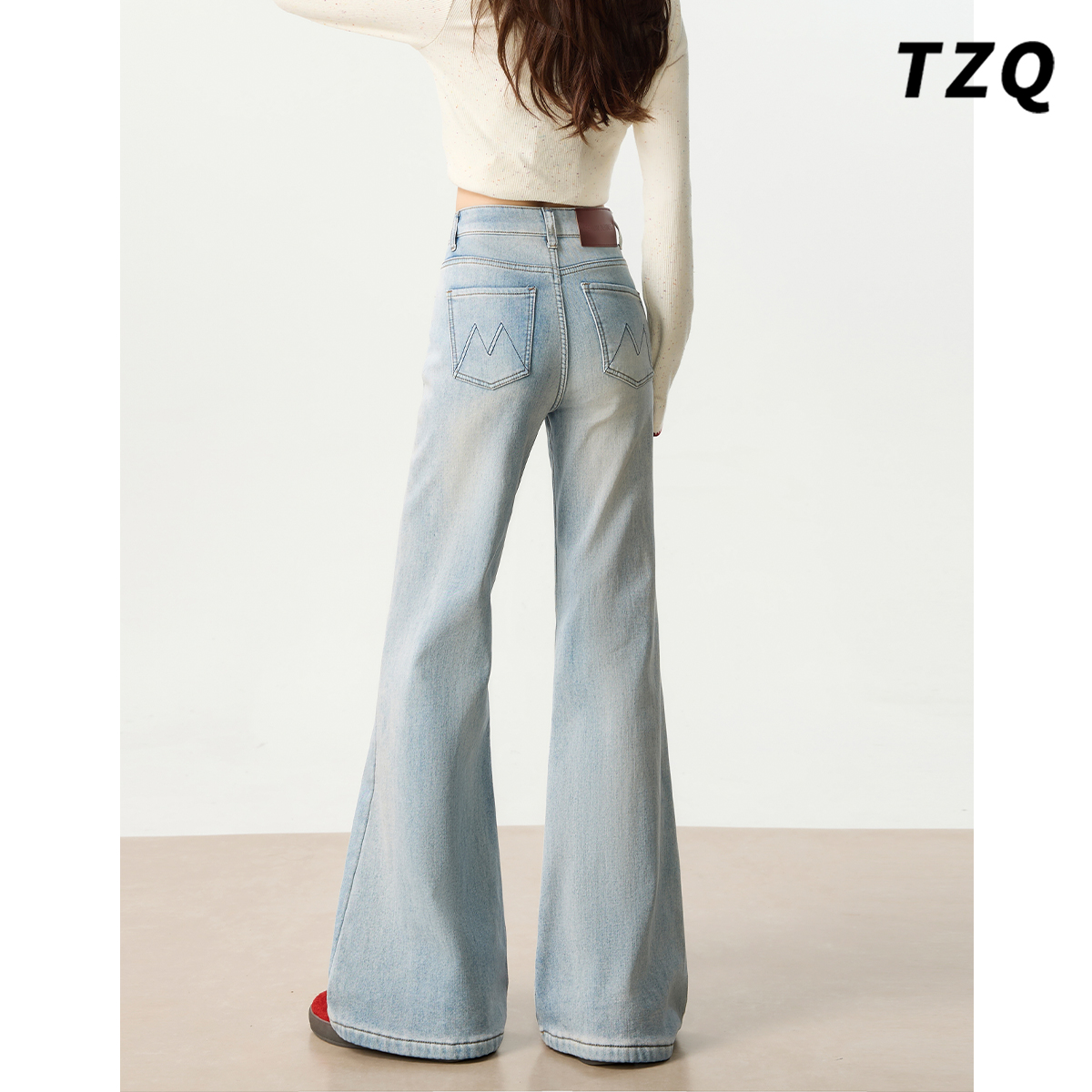 高腰微喇牛仔裤女2025冬季新款