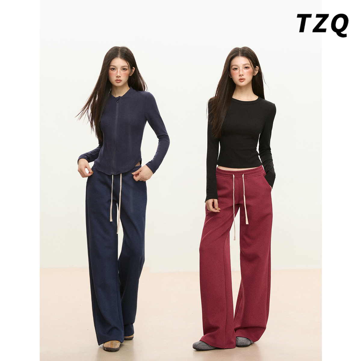 美式复古高腰显瘦百搭休闲裤女