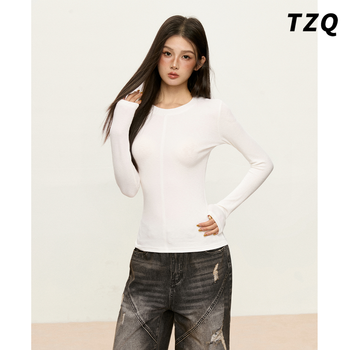 纯色圆领针织衫女2025新款