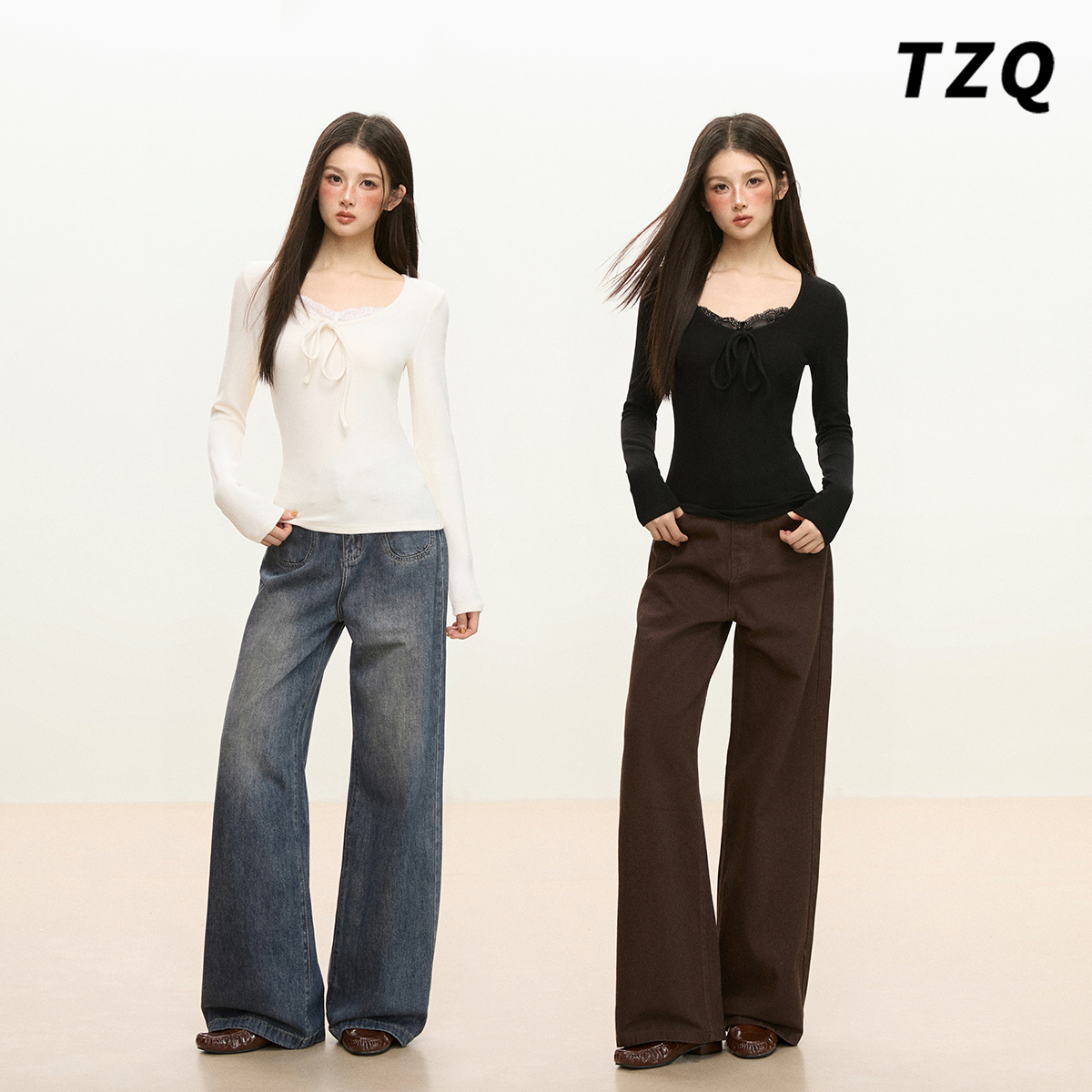 性感风蕾丝蝴蝶结打底衫t恤