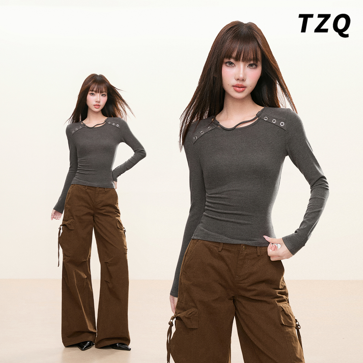 秋冬新款通勤长袖修身打底衫女