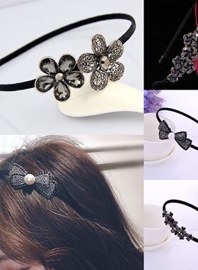 韩版发饰水钻发箍淑女发夹防滑头箍复古女神水晶压发卡头饰