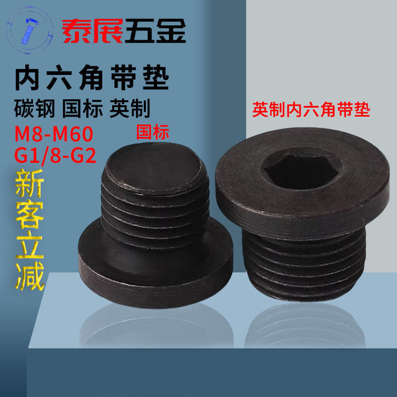 内六角带垫油塞4.8级公制