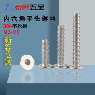 内六角扁平头螺丝2 8不锈钢304十字平头螺丝CM电脑薄头大平头螺钉