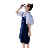2024夏季牛仔贴标背带裙套装裙#2286--P85/110--K138/178，女装连衣裙，唛多