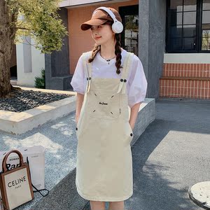 可爱减龄休闲工装背带裙女夏2024新款小个子法式桔梗小众