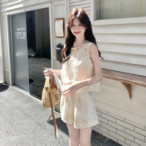 2026夏季现货设计感法式背心+短裤蕾丝套装#25162 -P175K258图片 2026夏季现货设计感法式背心+短裤蕾丝套装#25162 -P175K258图片