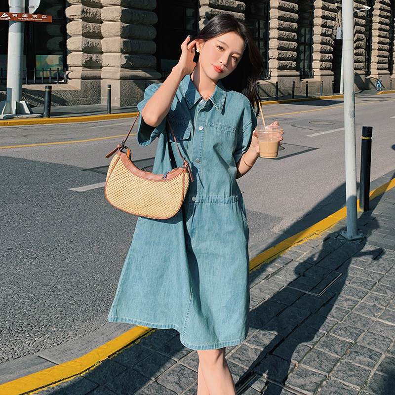 2026年夏款现货简约时尚牛仔连衣裙3089p115k168，女装连衣裙，唛多