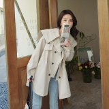 2026年春款现货韩版设计感双排扣风衣外套2色入#8807--P140--K198，女装风衣，唛多