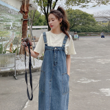 设计感牛仔背带裙女2023春夏新款韩版学院风小个子吊带连衣裙子薄，女装连衣裙，唛多