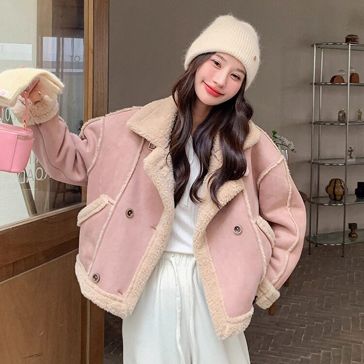 2025冬季新款现货加厚麂皮绒皮毛一体2色入#3129-P170-K258,女装皮草,唛多