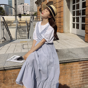 2025 夏季连衣裙 现货   蓝色条纹背心裙   #3036-P105/K158-图片