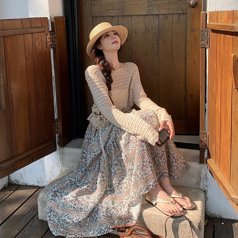 2025夏季新款镂空上衣+半裙+腰带3件套#2558-P135-K218，女装连衣裙，唛多