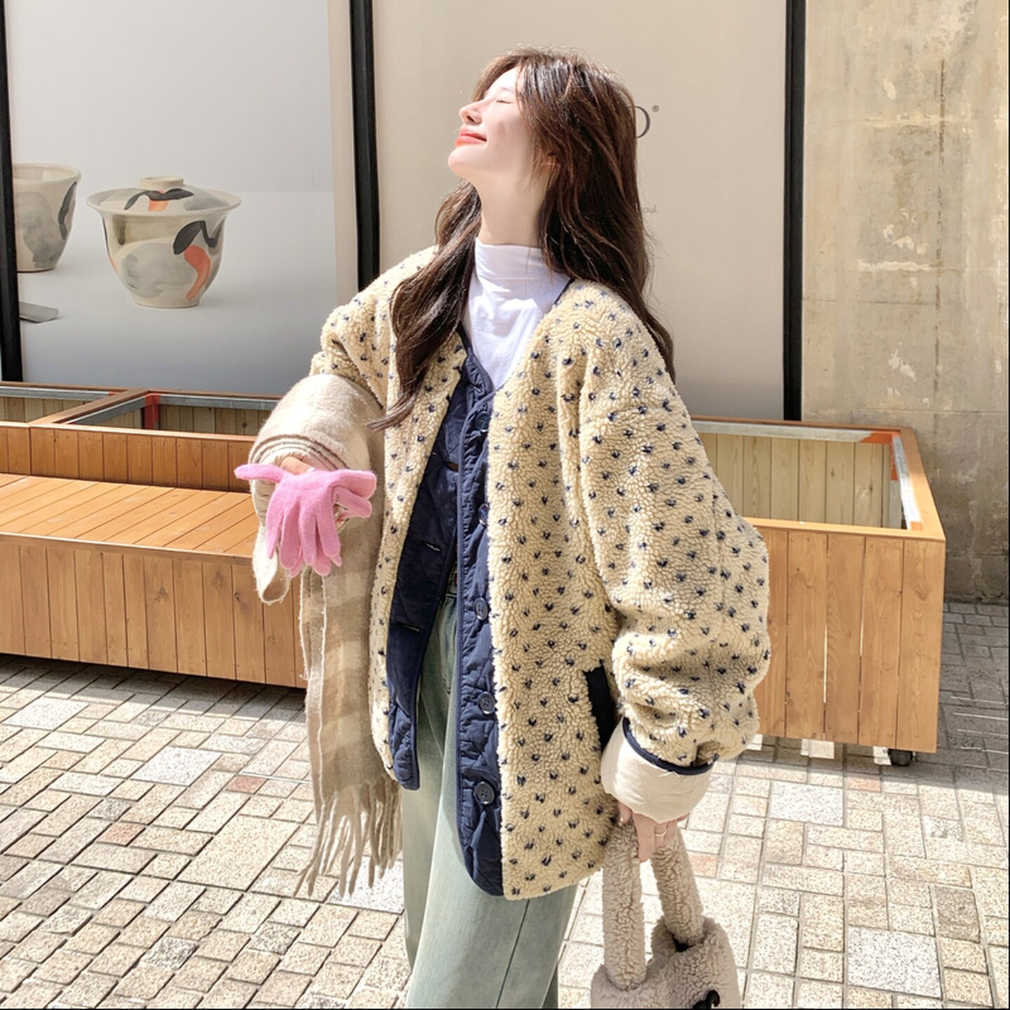 2025冬季新款现货好看羔毛两面穿棉衣#25179-p185-K278,女装皮草,唛多