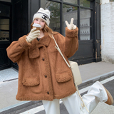 2025冬季新款现货复古风加厚焦糖色皮毛一体外套#25225-P195-K288，女装皮草，唛多