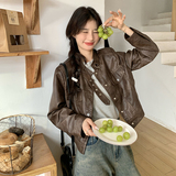 2025秋季现货数据好压纹做旧皮衣2色入#1025P130-K188，女装皮衣，唛多