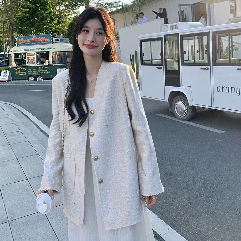 2025春季现货亮片小香风西装外套2色入#1018P145K218,女装套装/套裙,唛多