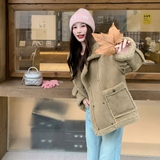2025冬季新款现货松绿色羊羔毛外套加厚#25181-P185-K278，女装皮草，唛多