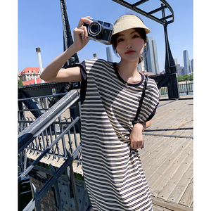 2026年夏季设计感条显瘦不挑身材条纹连衣裙#3093-p105-k158图片