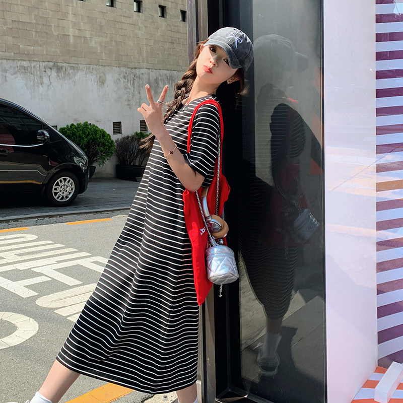 2025夏季新款炒鸡显瘦条纹披肩连衣裙#1038-P125-K188,女装连衣裙,唛多