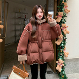 2025冬设计感安可拉红皮毛一体拼接羽绒服#1167-P305-K458，女装羽绒服，唛多