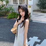 法式高级感无袖背心连衣裙女夏季2025新款韩版收腰显瘦白色长裙子，女装连衣裙，唛多