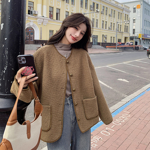 2025 秋季麂皮翻毛皮短外套 2色入#3127-P165-K248，女装短外套，唛多