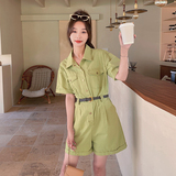 2025夏季大货大货绿色工装收腰连体裤配套带#3080-P115-K168，女装连衣裙，唛多