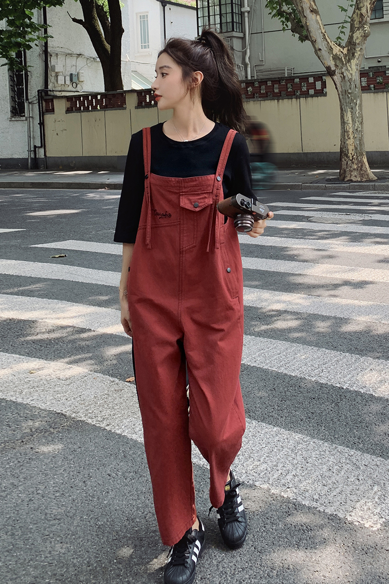 大货数据好休闲小刺绣背带裤【2色】#3102-P105-k158，女装休闲裤，唛多