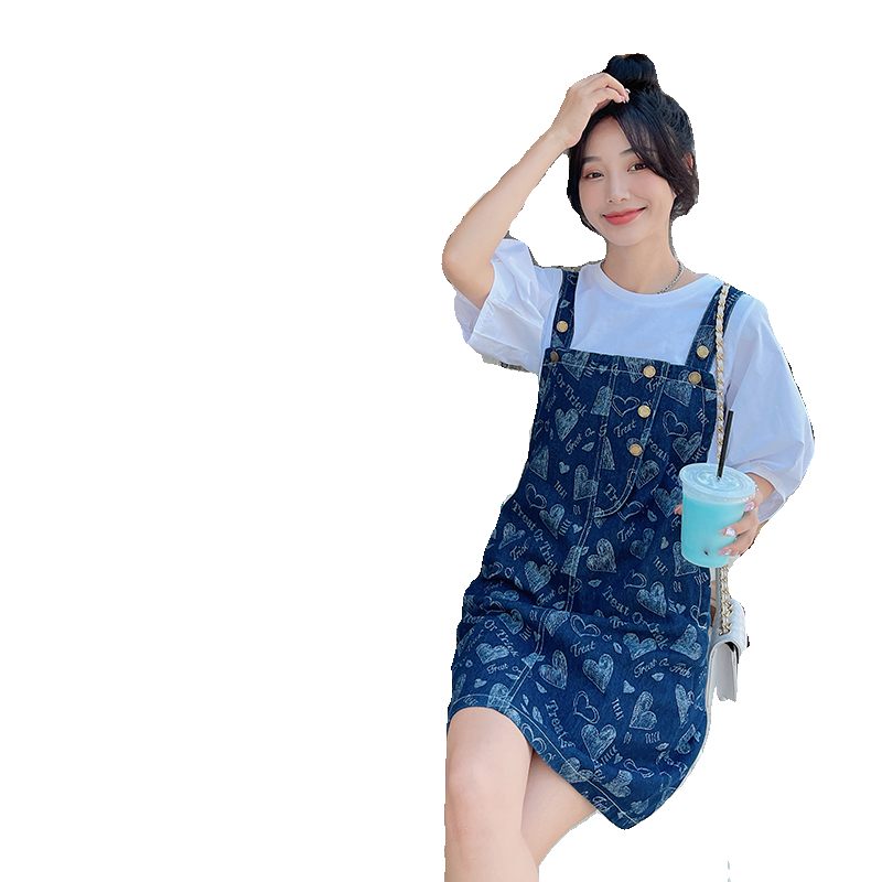 牛仔背带裙女夏小个子2025新款韩版宽松学生休闲吊带连衣裙,女装连衣裙,唛多